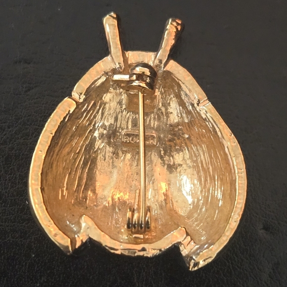 Roman Vintage Ladybug Brooch Bug Gold Rhinestones & Enamel EUC - Picture 3 of 6